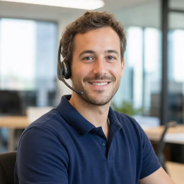 Conseiller avec un casque téléphonique